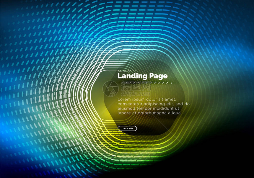 霓虹灯发光技术六角形线高科技未来抽象背景登陆页面模板图片
