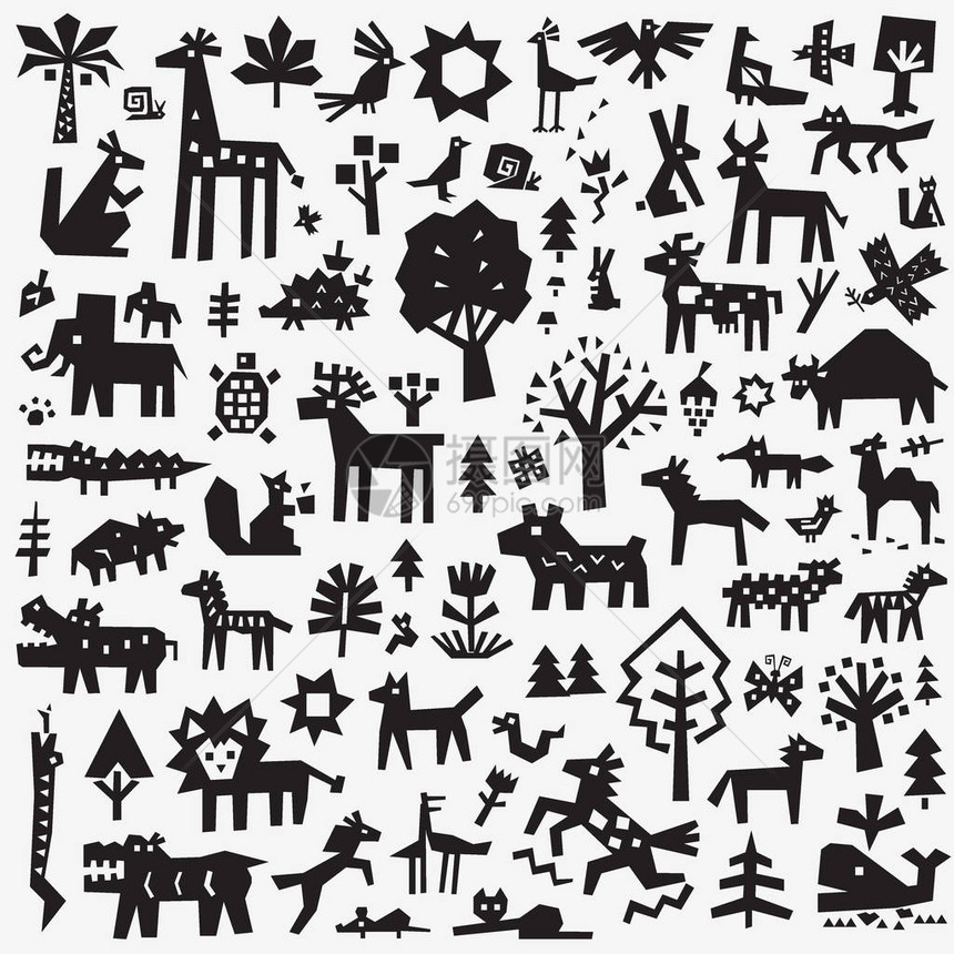 森林动物图标集矢量设计元素图片