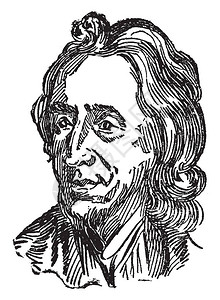 是车流年约翰洛克16321704年他是英国哲学家和医生是一位老式的线条画或雕刻插图插画