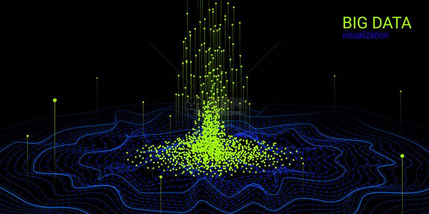 数据流分析分形3d可视化数字大数据排序具有扭曲和运动的宇宙波图矢量分形元素具有未来派系图片