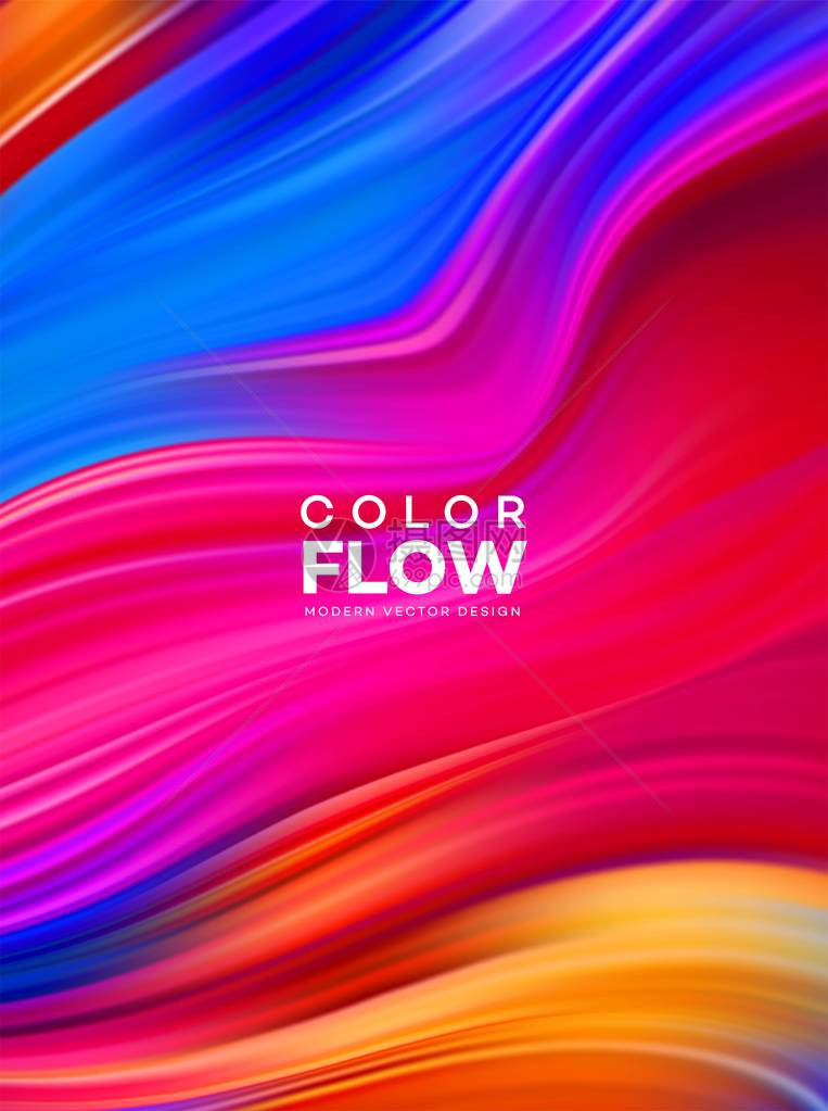 现代五颜六色的流在颜色背景的波浪液体形状设计项目的艺术设计向量例证图片