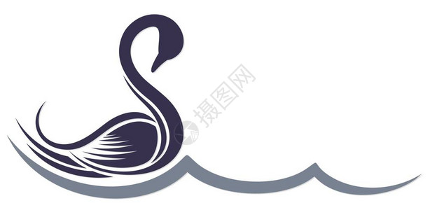 天鹅与波浪的象征背景图片