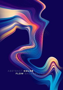 现代多彩的流动在黑色背景下的波浪液体形状设计项目的艺术设计矢量插图图片