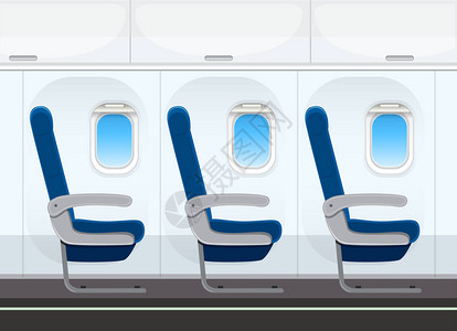 硬座机舱插图中的飞机座椅插画