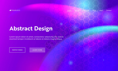 紫色抽象几何六边形形状登陆页未来派数字梯度模式创意软霓虹灯背板元素的网站网页平面动画片向量例证背景图片