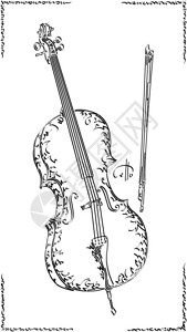 矢量程式化图形艺术素描绘制大提琴图片