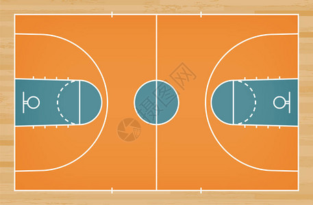 篮球场地板与木纹背景线篮球场地矢量图背景图片
