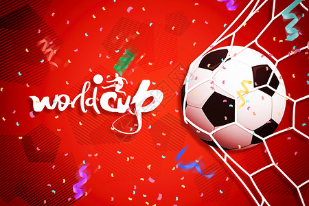 世界杯喝彩世界杯红色创意足球射门设计图片