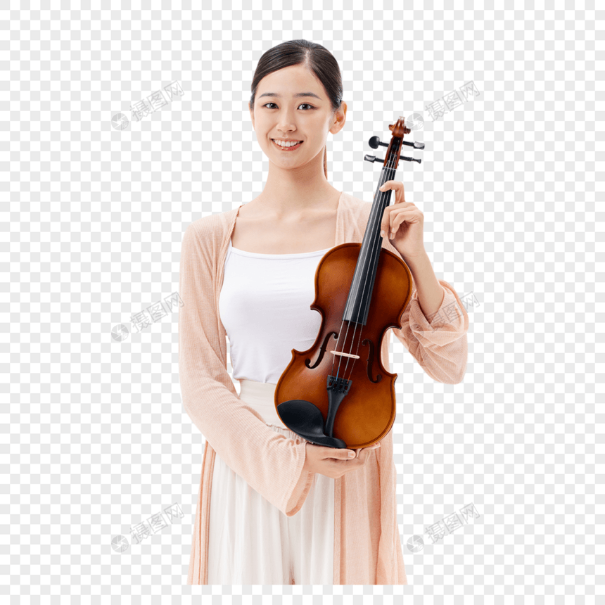 手拿小提琴的青年美女图片