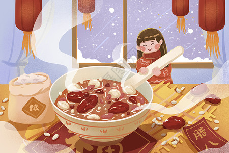 冬季腊八节日传统美食可爱插画图片