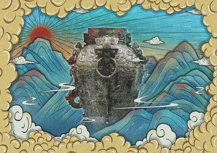 湖南省博物馆商代晚期铸造的青铜方罍之皿方罍高清图片