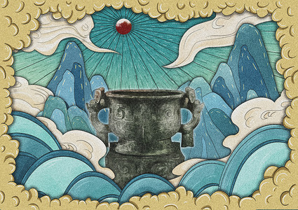中国国家博物馆西周早期青铜器武王征商簋背景图片