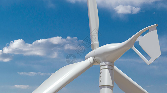 绿色螺旋桨涡轮风力发电场景设计图片