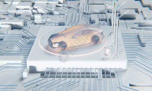 汽车生态3D新能源充电景设计图片