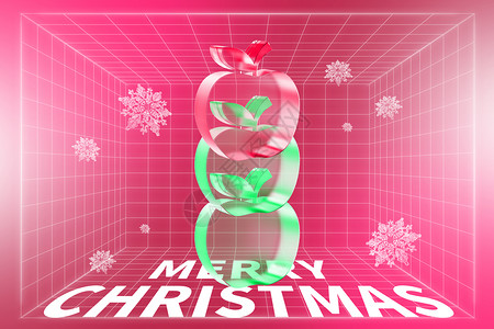 红爱苹果素材圣诞节流行色创意玻璃苹果设计图片