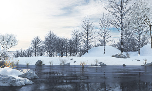 3D冬天雪景图片