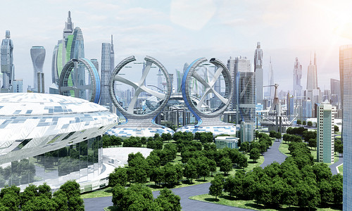 生态建筑3D新能源科技城市场景设计图片