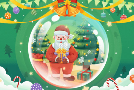 圣诞老人挂饰圣诞节圣诞老人插画GIF高清图片