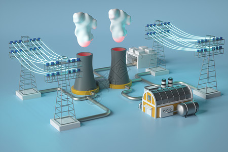 C4D新能源绿色电能环保地热能3D模型插画