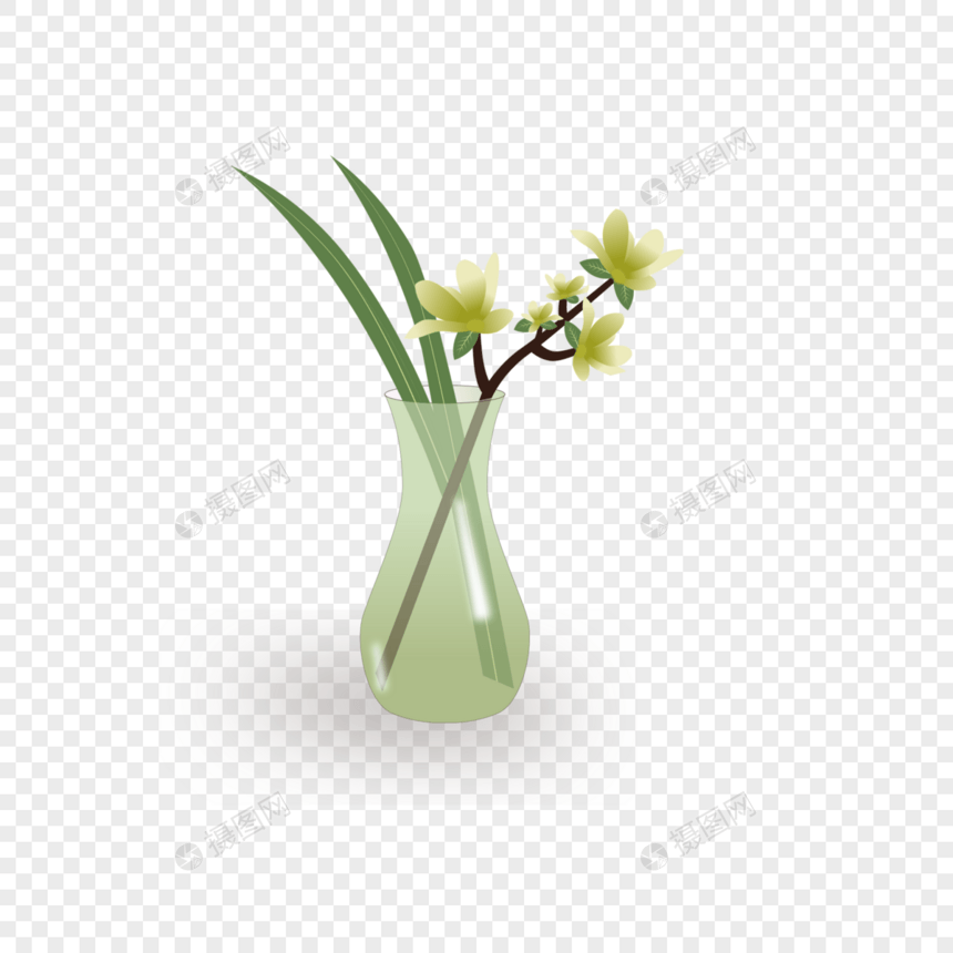 春天花瓶插花元素图片
