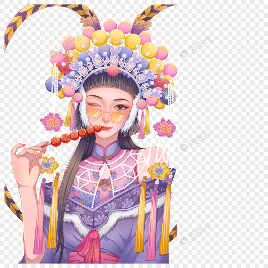 京剧人物吃糖葫芦图片