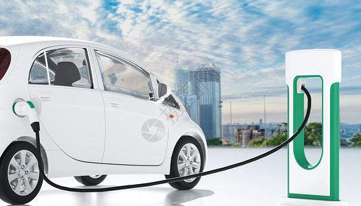 C4D新能源汽车充电场景背景图片