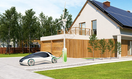 房屋建筑素材新能源汽车室外充电场景设计图片