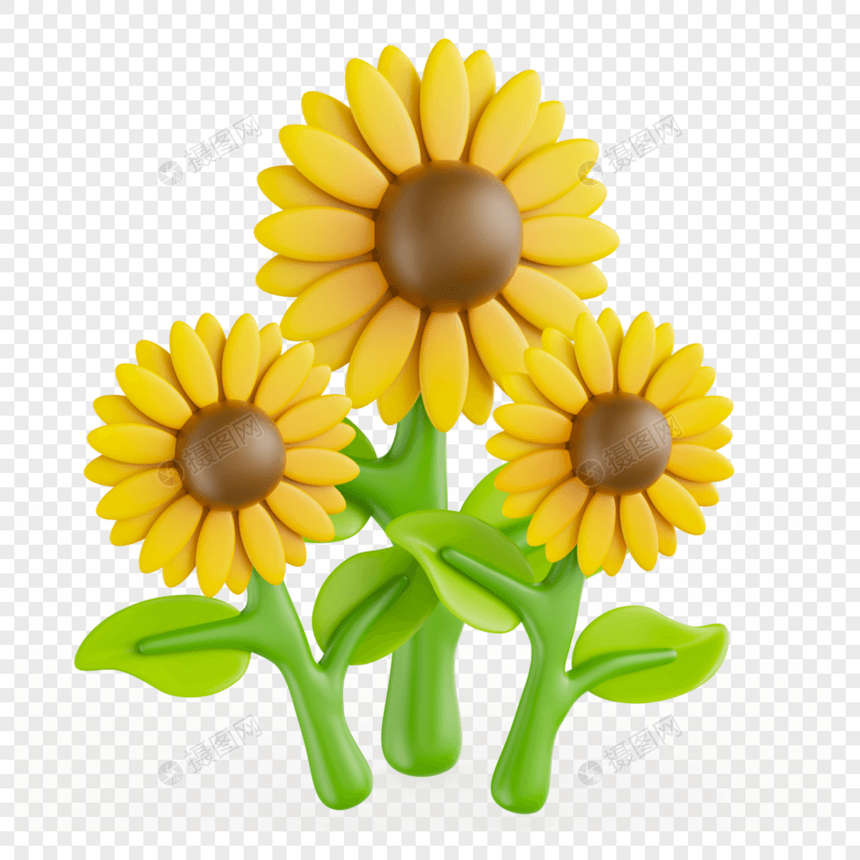 黄色卡通花卉植物盆栽向日葵图片