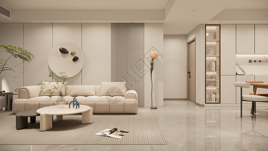 牛轧糖和咖啡现代客厅室内场景设计图片