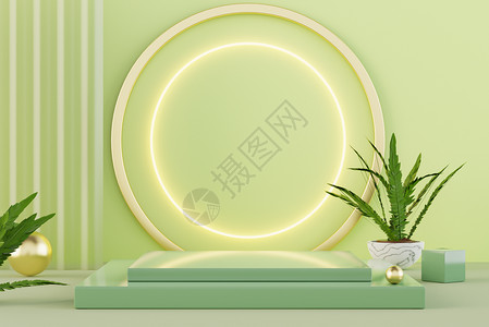 绿色植物标题框绿色植物电商展台设计图片
