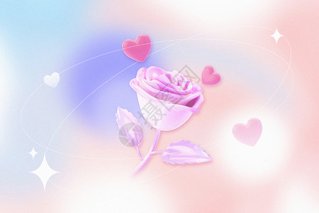 爱心玫瑰花清新情人节背景设计图片