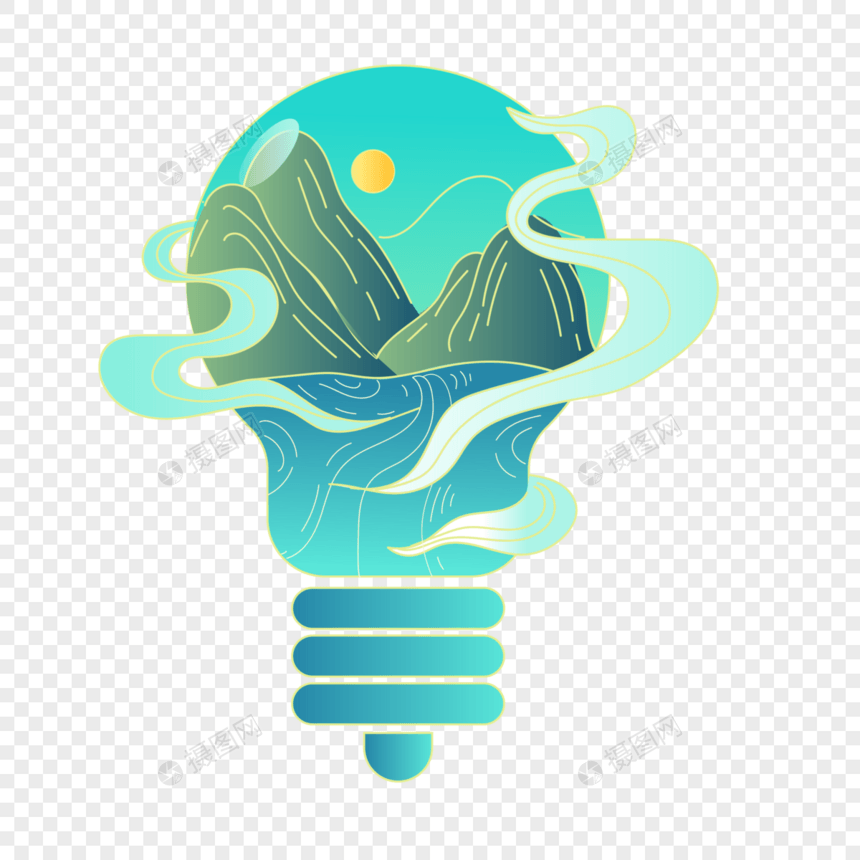 节能环保创意中国风灯泡装饰图片