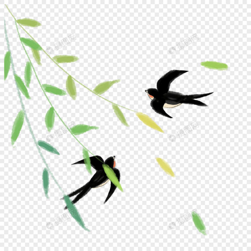 春天燕子水彩装饰图片