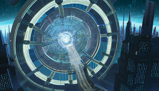 赛博朋克科幻未来圆形建筑高清图片