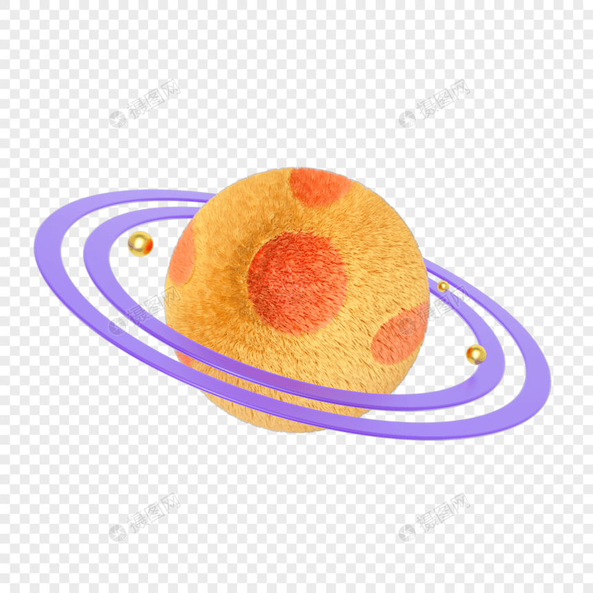 橙色卡通毛绒星球图片