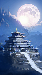 月下宫殿背景图片