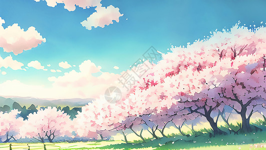 在春季盛开的樱花树图片
