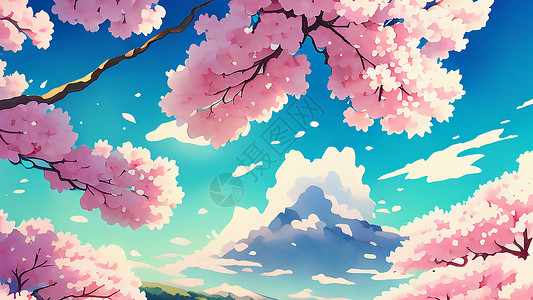 春季樱花树背景图片