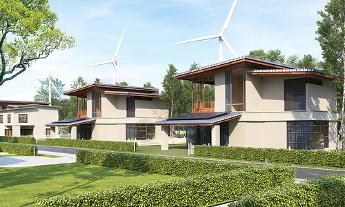 房屋建筑素材3D新能源建筑场景设计图片