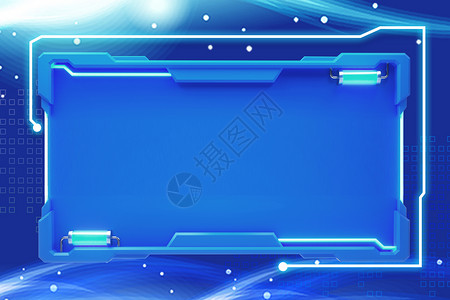 蓝色科技边框背景背景图片