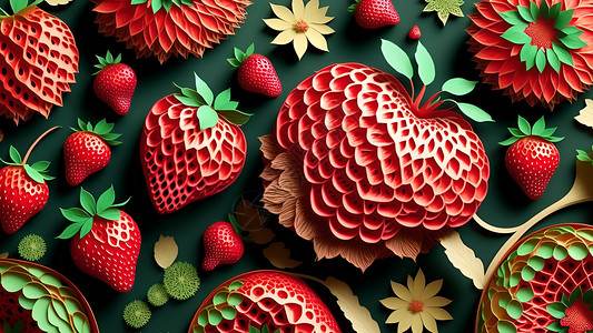 烂草莓剪纸背景图片