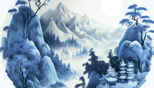中式山水绘画背景图片
