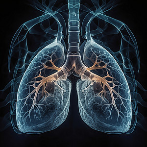 生物解剖蓝色的肺插画