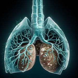 蓝色血管的肺背景图片