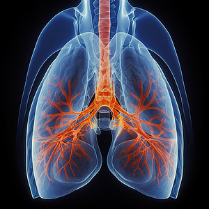 红色血管蓝色的肺背景图片