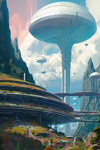 魔幻未来城市背景图片