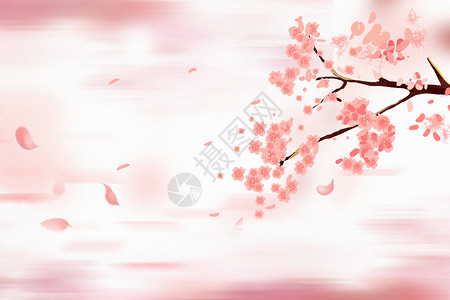 东湖樱花园手绘风樱花背景设计图片