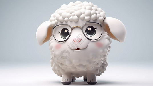 戴眼镜的可爱小羊背景图片