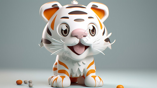 一只小老虎可爱3D小老虎插画