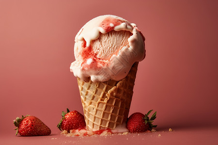 粉色背景下冰淇淋图片